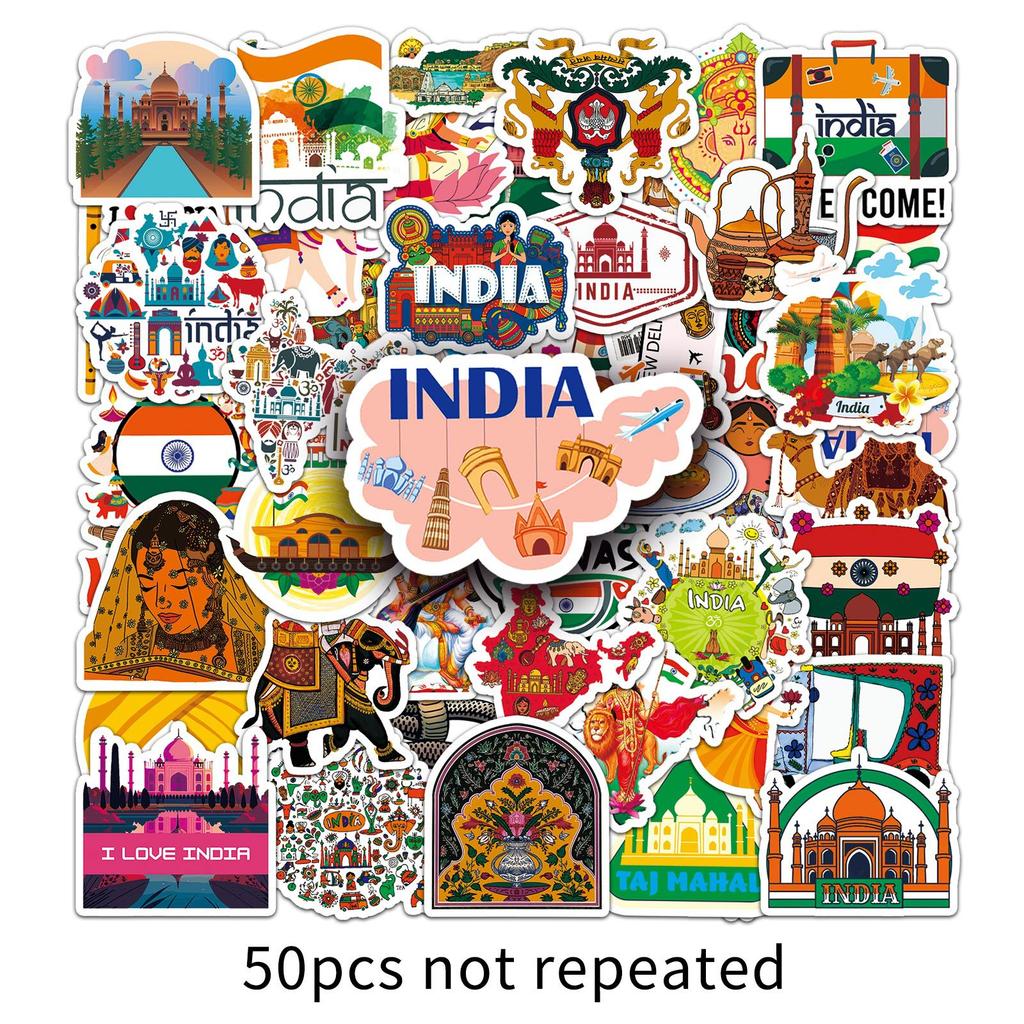 50 Indian Graffiti Stickers Personalized Outdoor Travel India Landscape Landmark Building Suitcase Stickers