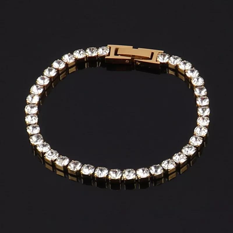 316L 4mm Stainless Steel Bracelet For Women Men's Hip Hop Tennis Chain Bracelets Luxury Color Crystal Zircon Bracelet Jewelry
