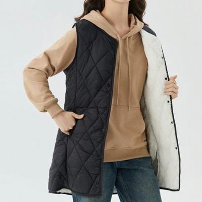Navava Fleece Lined Diamond Quilted Lightweight Long Vest Nc466