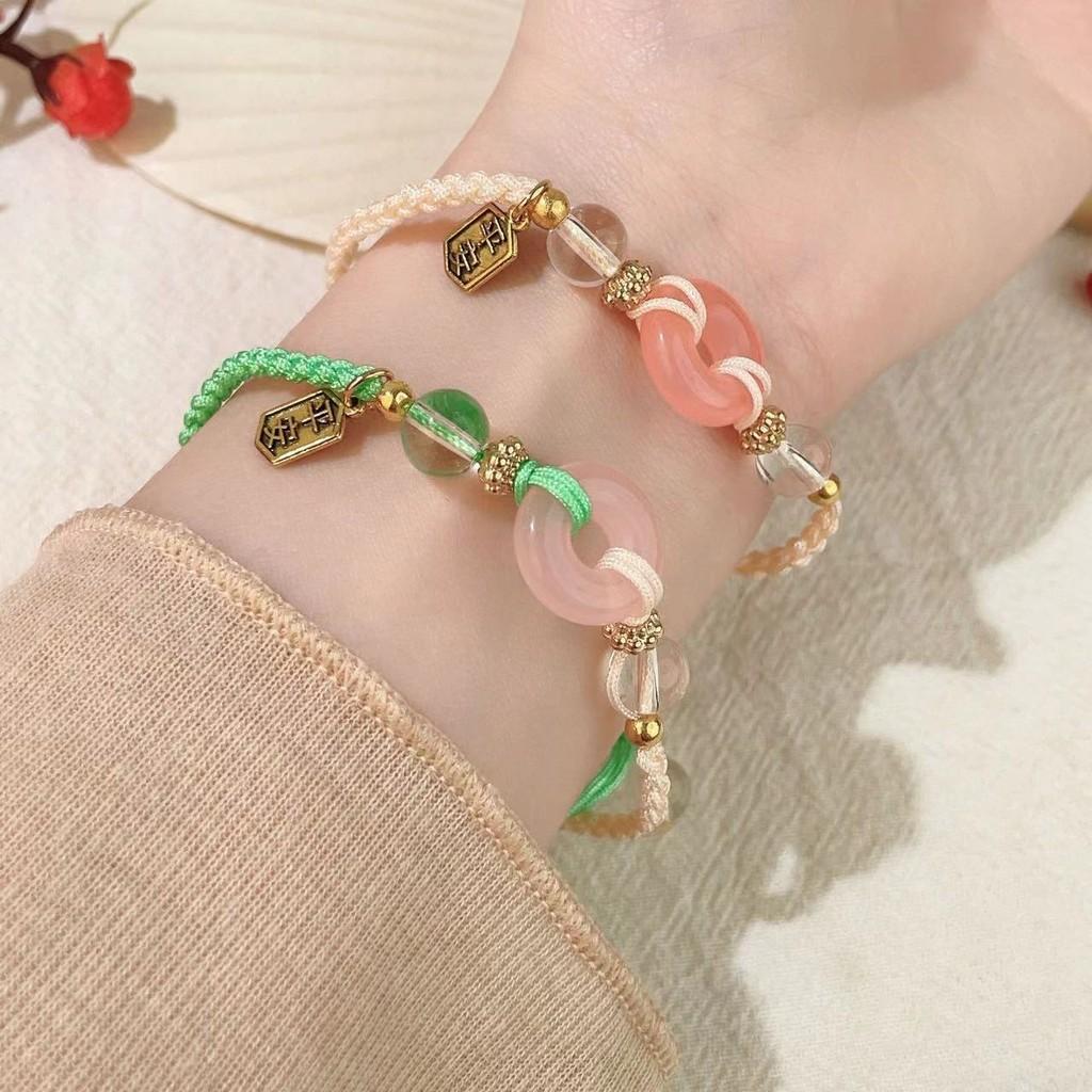 Geometric Pink Summer And Green Peace Knot Bracelet With Appeal Vintage