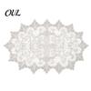 Washable Fabric Doilies for Vases White Lace Doily, Elegant Retro Placemat, Embroidered Table Breathable Polyester Mats Mat, Rectangular Round