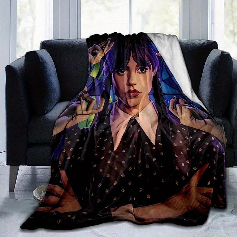 1pc, Add a Touch of Gothic Charm with Our Home Decor Blanket: Perfect Gift for Fans! Flannel Throw, Ideal for Bedroom, Living Room, Travel, Camping, C