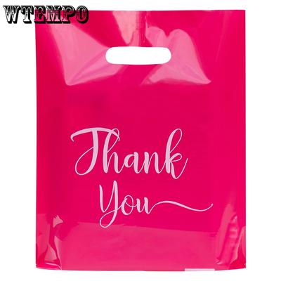 50 Stück Danke-Taschen Plastik-Einkaufstüten Wiederverwendbare Taschen mit Henkeln Einzelhandel Boutique-Taschen für Supermärkte Geschäftsgeschenke Geschäfte Kleidung Partys