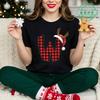 Christmas Reindeer Alphabet TShirt Family Matching Outfits for Parents Kids Couple Xmas Party Holiday Vacation T-shirts Gift