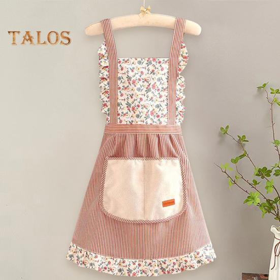 Avental de princesa elegante, resistente a manchas, com alças ajustáveis e bolsos, respirável, para cozinha e jardinagem, para mulheres