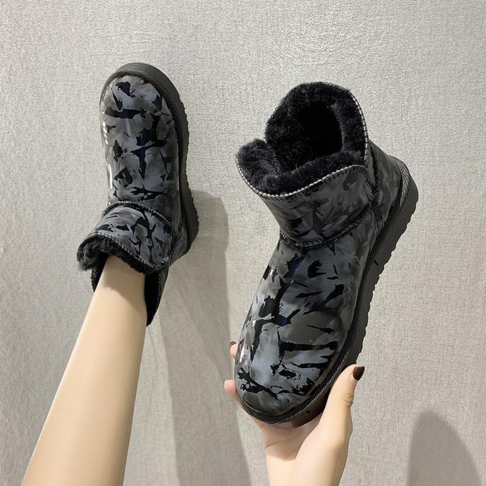 Осенне-зимняя обувь из толстого бархата и теплого хлопка для женщин 41 бежевый — фото 5