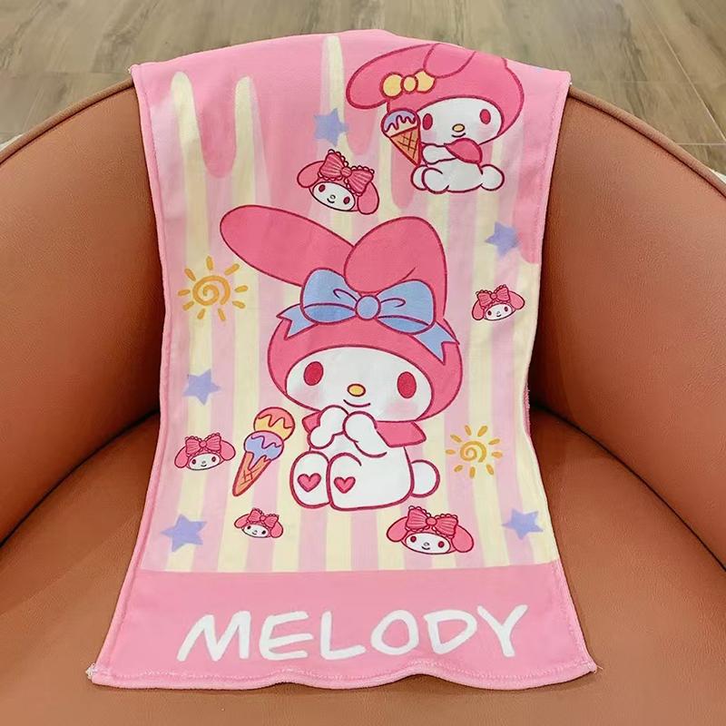 Sanrio Киннаморолл Детское Банное Полотенце Куроми Мультяшное Впитывающее Полотенце для Лица, Ванны, Сушки Волос Мягкое Вышивка Анимационное Полотенце