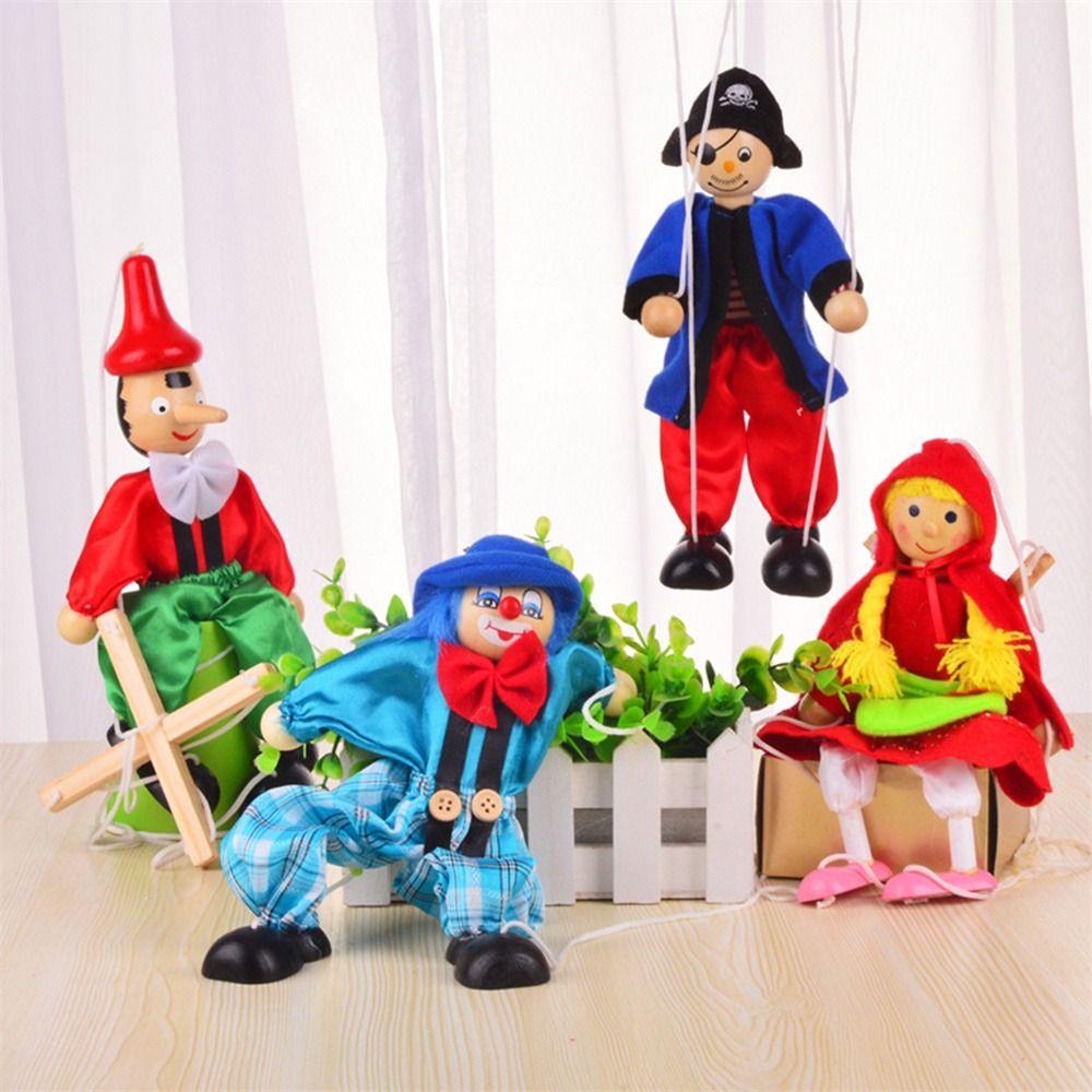 Wooden Children Gifts Joint Activity Colorful Puppet Clown Pull String Puppet Puppet Handcraft Toy