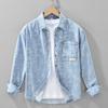 Chemise à manches longues imprimé denim pour homme 2026, Veste chemise décontractée haut de gamme Printemps et Automne, Haut stylé