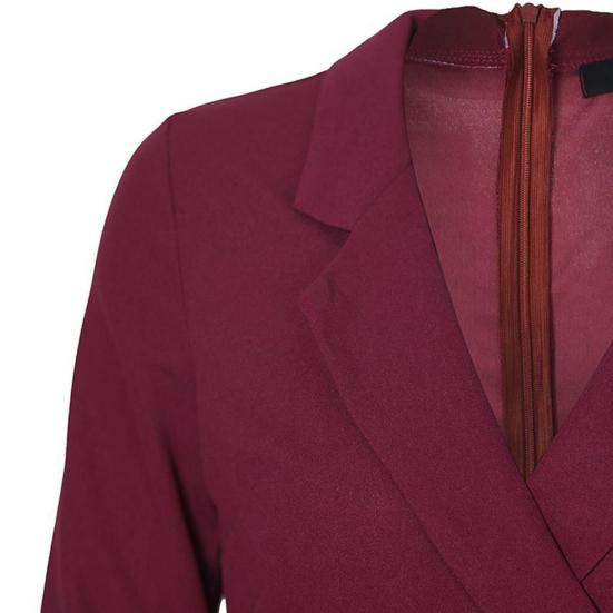 Women Pencil Dress Solid Color Buttons Autumn Winter Slim Zipper Suit Dress for Office