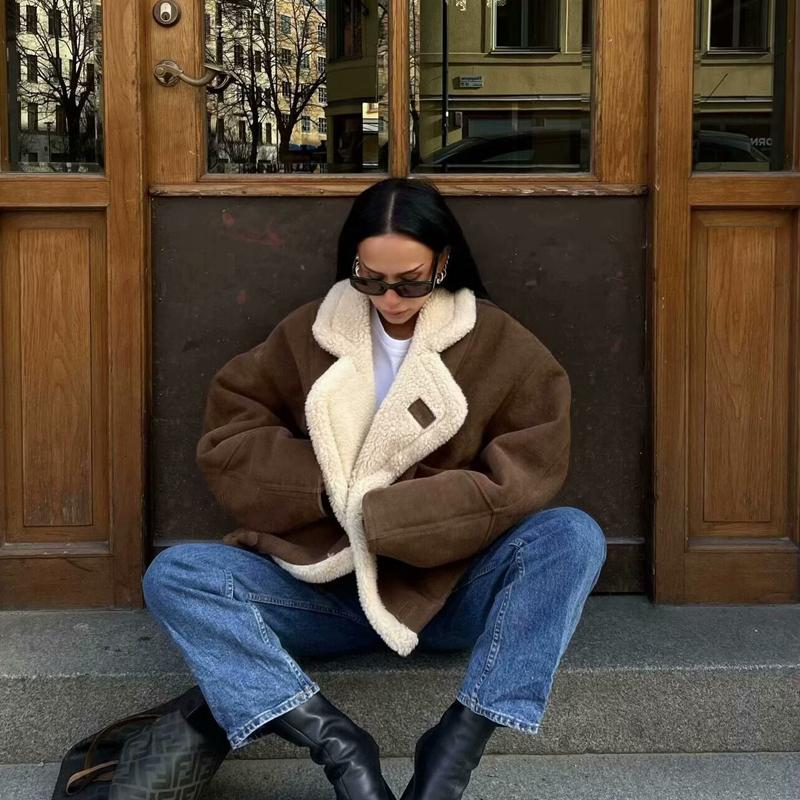 Women Coat Autumn and Winter New Women's Fashion Loose and Warm Retro Lamb Wool Coat