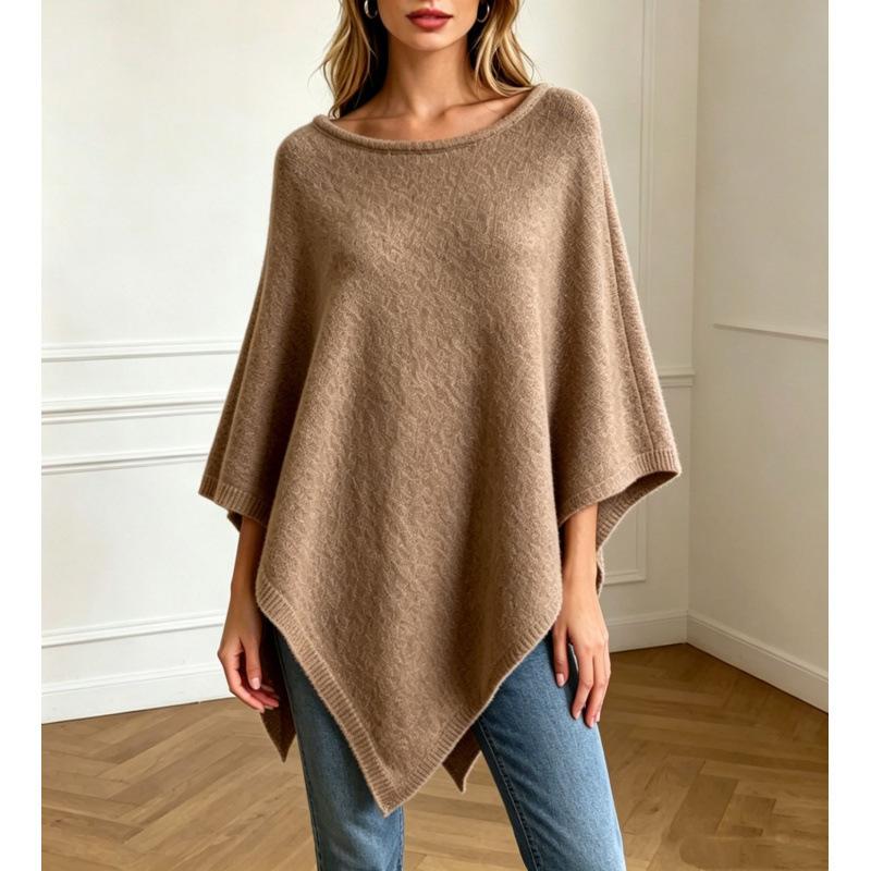 Vendita all'ingrosso del produttore autunno e inverno nuovo scialle lavorato a maglia europeo e americano girocollo maglione a mantella largo da donna