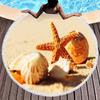 Round Beach Towels,Wave Seashell Print Sand Resistant Beach Blanket,Soft Absorbent Quick Dry Pool Towels Portable Picnic Mat