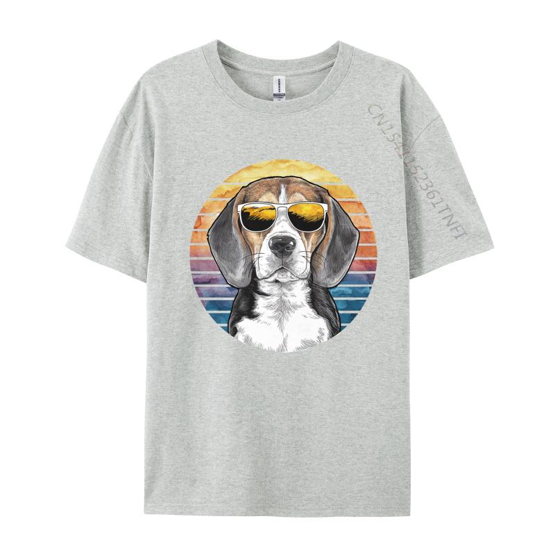 Beagle Mit Sonnenbrille T-Shirt T-Shirts Für Männer T-Shirt Rundhals Reine Baumwolle T-Shirts Oberteile Tees Top Qualität