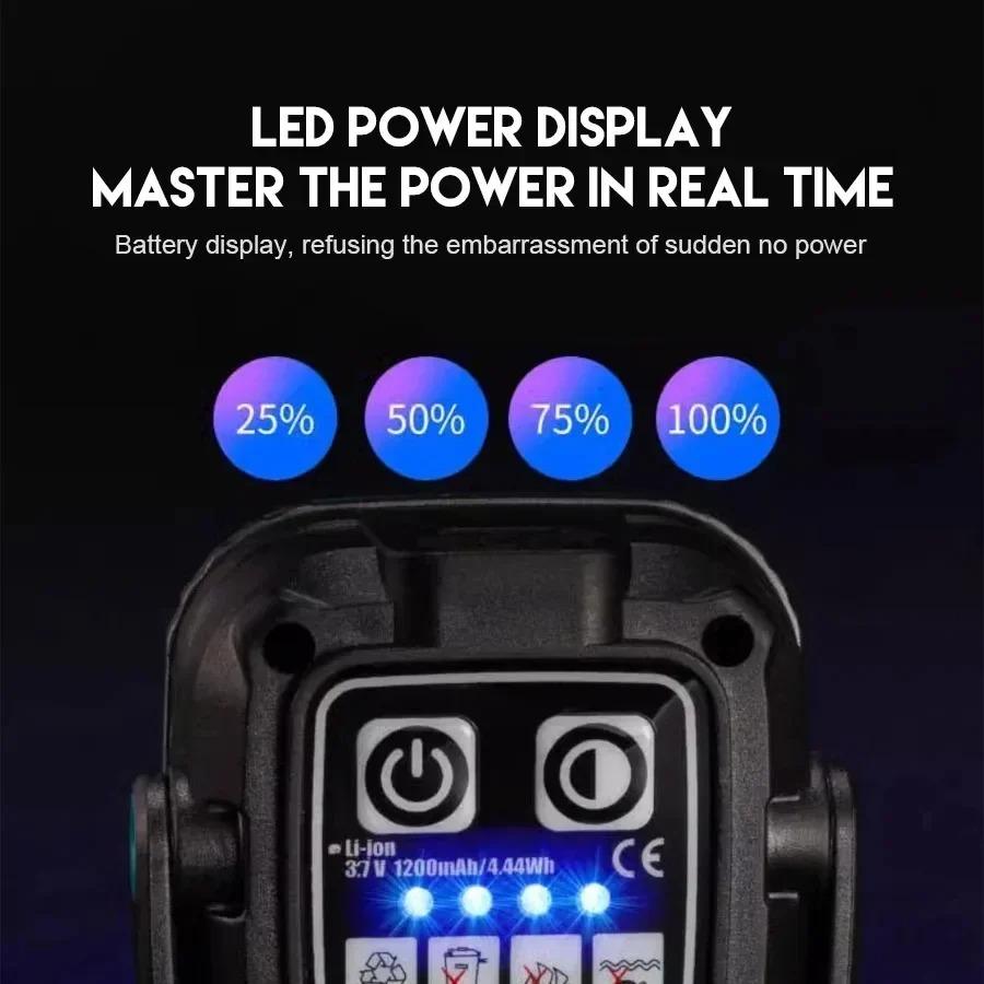 Multifunkční čtvercové pracovní světlo USB dobíjecí svítilna vodotěsné mini magnetické COB světlomet kempingové osvětlení staveniště