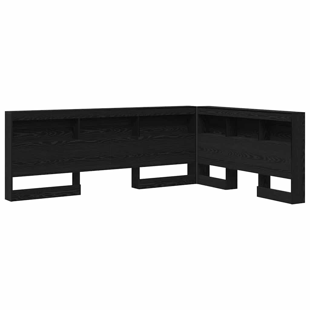 Storage Headboard Black Oak Effect 160 cm Wood Based Material