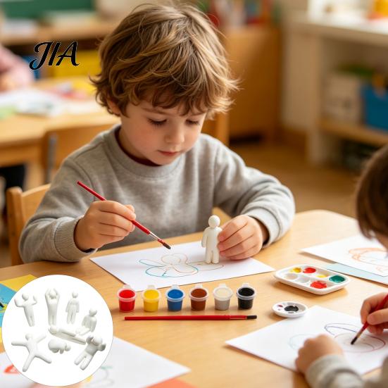 Handmade Art Collection 8Pcs Paintable Blank 3D Printed Chameleon Figurines, DIY Unpainted White Craft Project Model Kit with Painting Brushes,