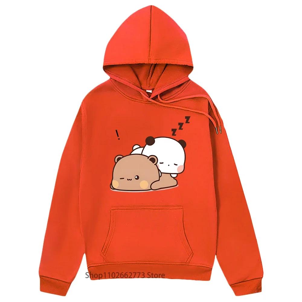 Kawaii Graphic Bubu Dudu Love Sleep Hoodies Bubu Dudu Sweatshirt Cartoon Panda Bear Women Casual Clothing Fleece Spring Tops