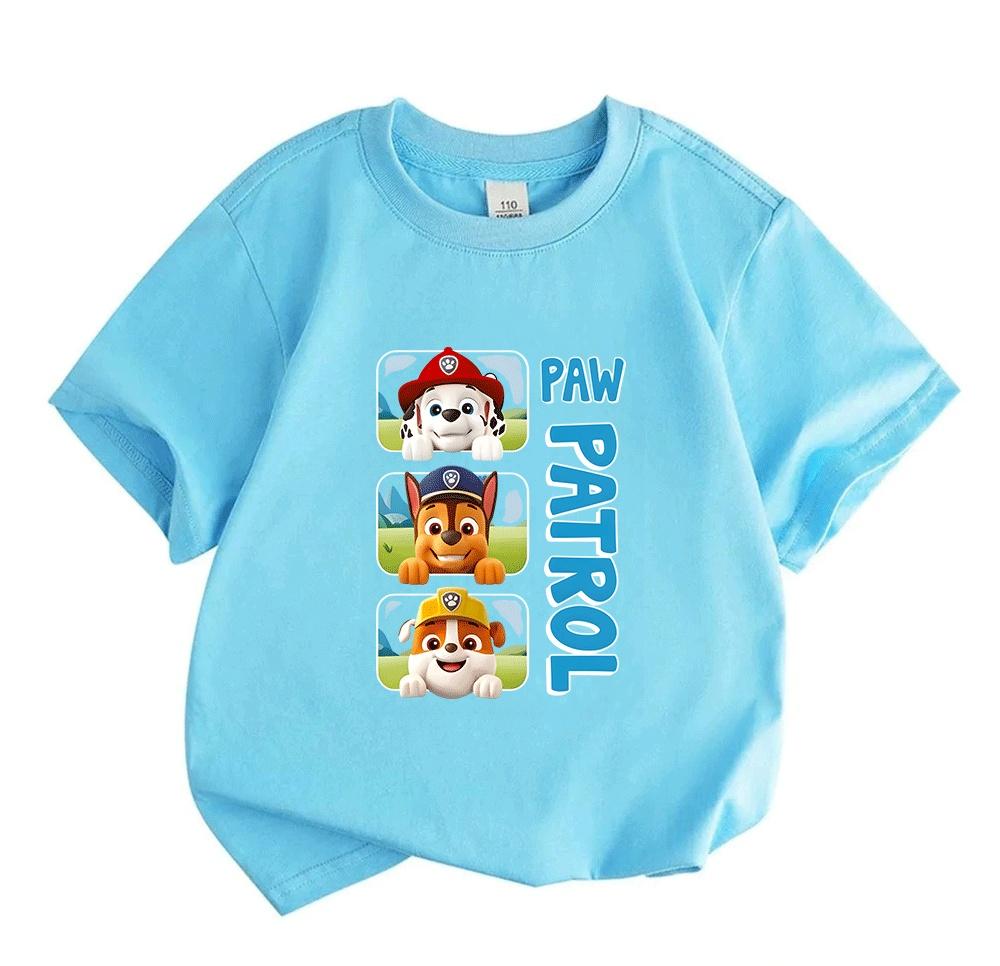 Kids Boys Girls 100% Cotton Crew Neck Short Sleeve T-Shirt, Cute Cartoon Puppy Print Casual Lightweight Soft Summer Daily Wear Tee for Children