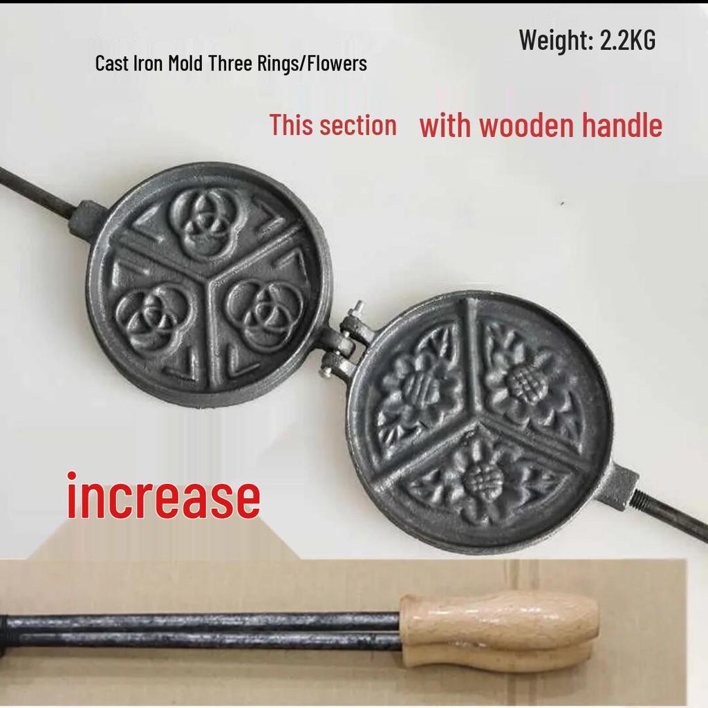 Presă Clasic din Fontă pentru Clătite – Formă Antiaderentă pentru Gătit pe Plită