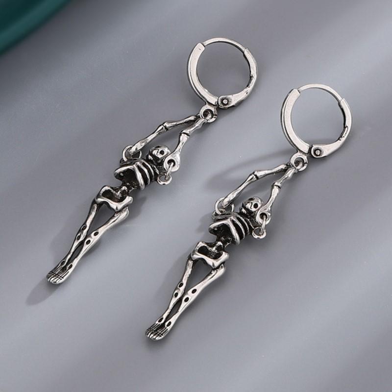 Copper Earring For Women Skeleton Skull Dangle Vintage Hip Hop Trend Jewelry Halloween Gift Dropshipping