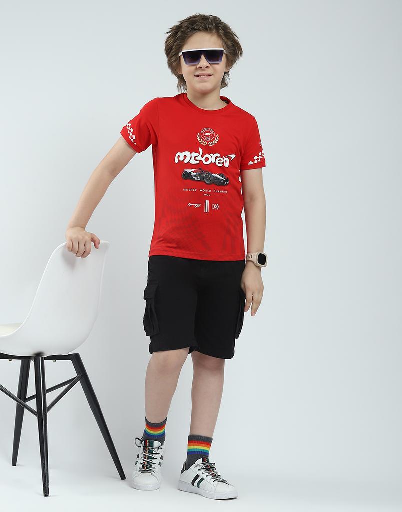 Monte Carlo Boy's Regular Fit Printed Half Sleeve T-Shirt
