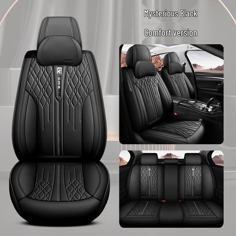 3D Fully Enclosed Leather Car Seat Cushion Cover for Sedans - All-Season Use