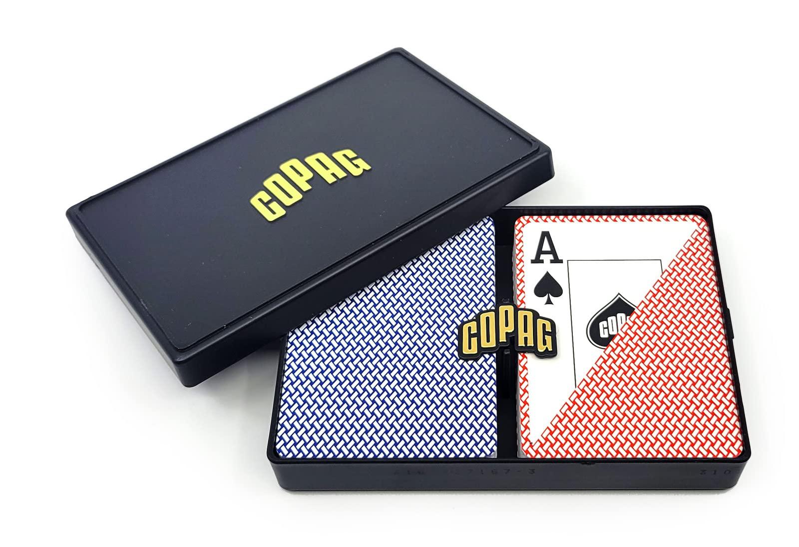 

Copag Export Design Plastic Poker Size Jumbo Index Playing Double Deck Set 100% (Standard) Cards, Red/Blue,