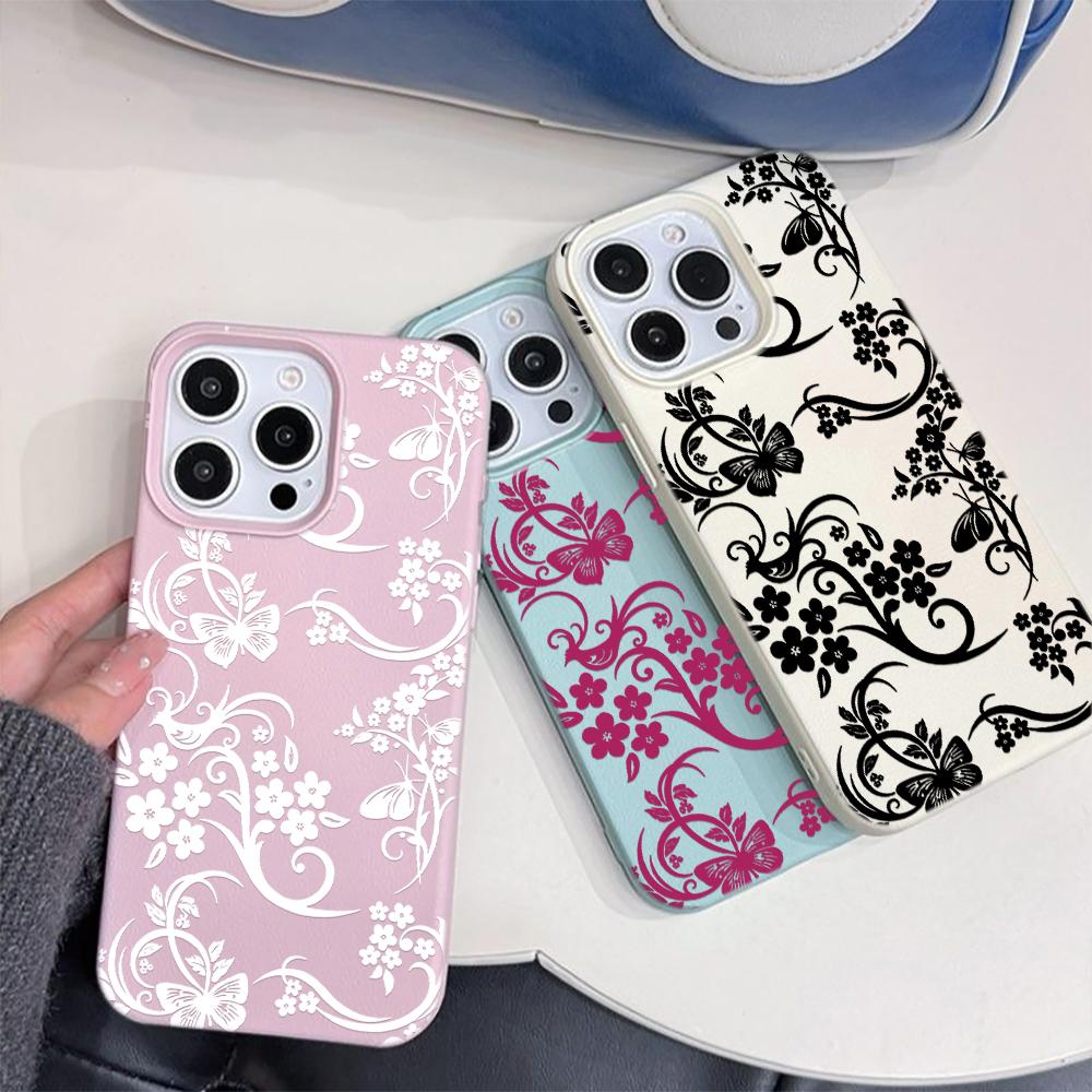 Full Screen White Vine Flowers Phone Case For IPhone 17 Air 16 Pro Max 15 14 13 Plus 12 11 Shockproof Protective Durable Cover