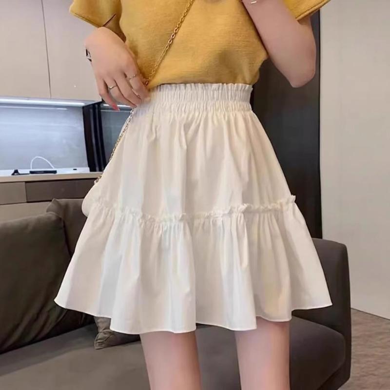 

New Sweet Cool Pleated Skirt Women s High Waist A-Line Cake Skirt Umbrella Skirt Women s Clothes 4XL білий