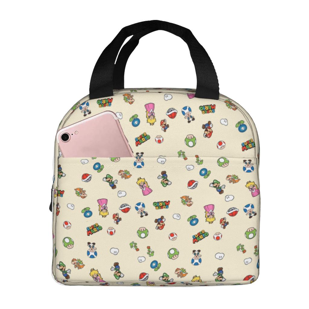 Custom M-Marioed Insulated Lunch Tote Bag for Women Men Cartoon Portable Thermal Cooler Food Lunch Box Outdoor Camping Travel