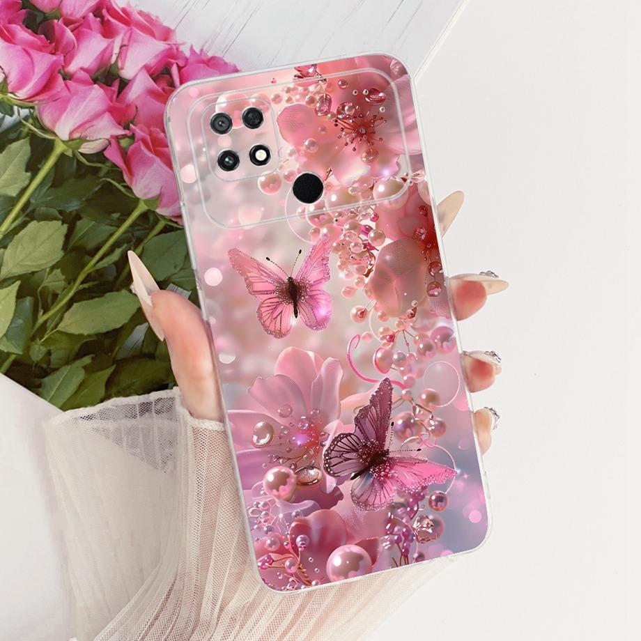 For Xiaomi Poco C40 C50 C51 Phone Case Luxury Flower Butterfly Cartoon Bow Pattern Back Cover Soft TPU Silicone Bumper Housing