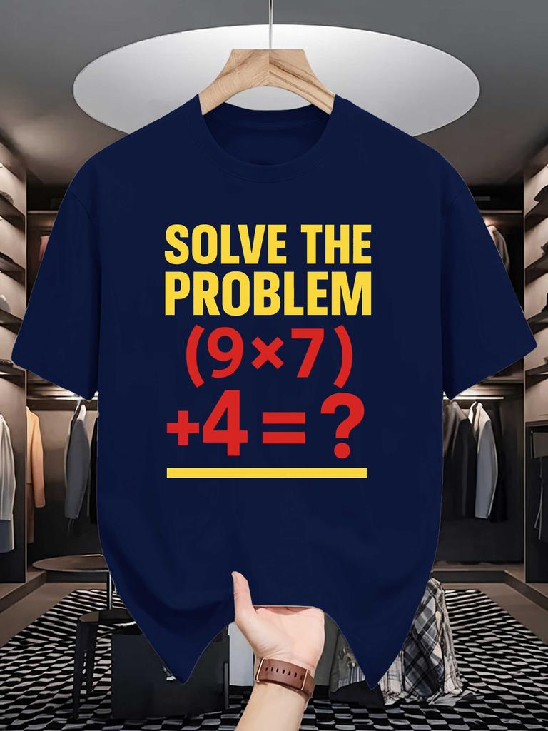 Unisexs Crew Neck T Shirt Solve The Problem Math Equation Graphic Tee Casual Summer Tops For Math Nerds Students Daily Gift