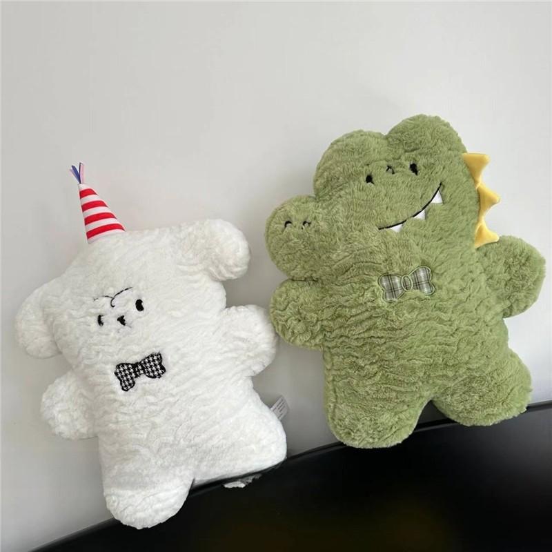 Cartoon Biscuit Puppy Plush Pillow With Embroidered Design For Kids Bedtime And Car Comfort