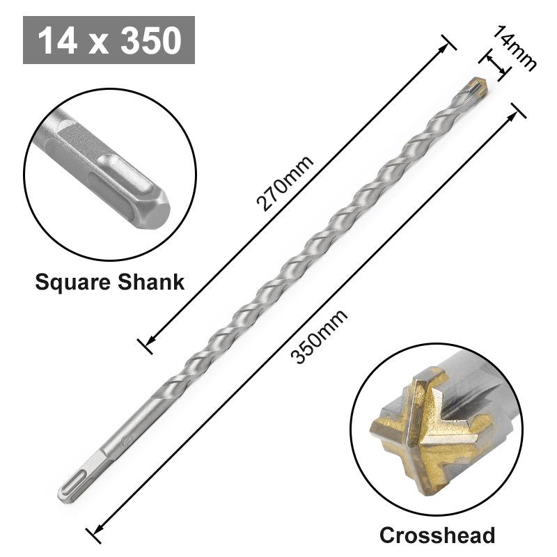 Cross Bit Four-Blade Electric Hammer Bit Carbide Impact Drill Concrete Reinforcement Square Shank Round Shank Five-Pit Shank