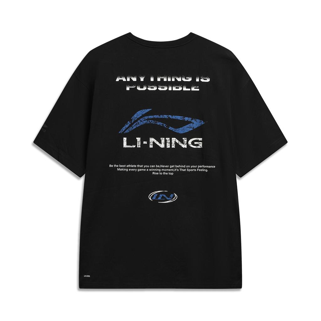 Li Ning Sports Lifestyle Series Soft Simple Versatile Loose Short Sleeve T-Shirt With Back Letter Print Unisex tops ATSW285-1