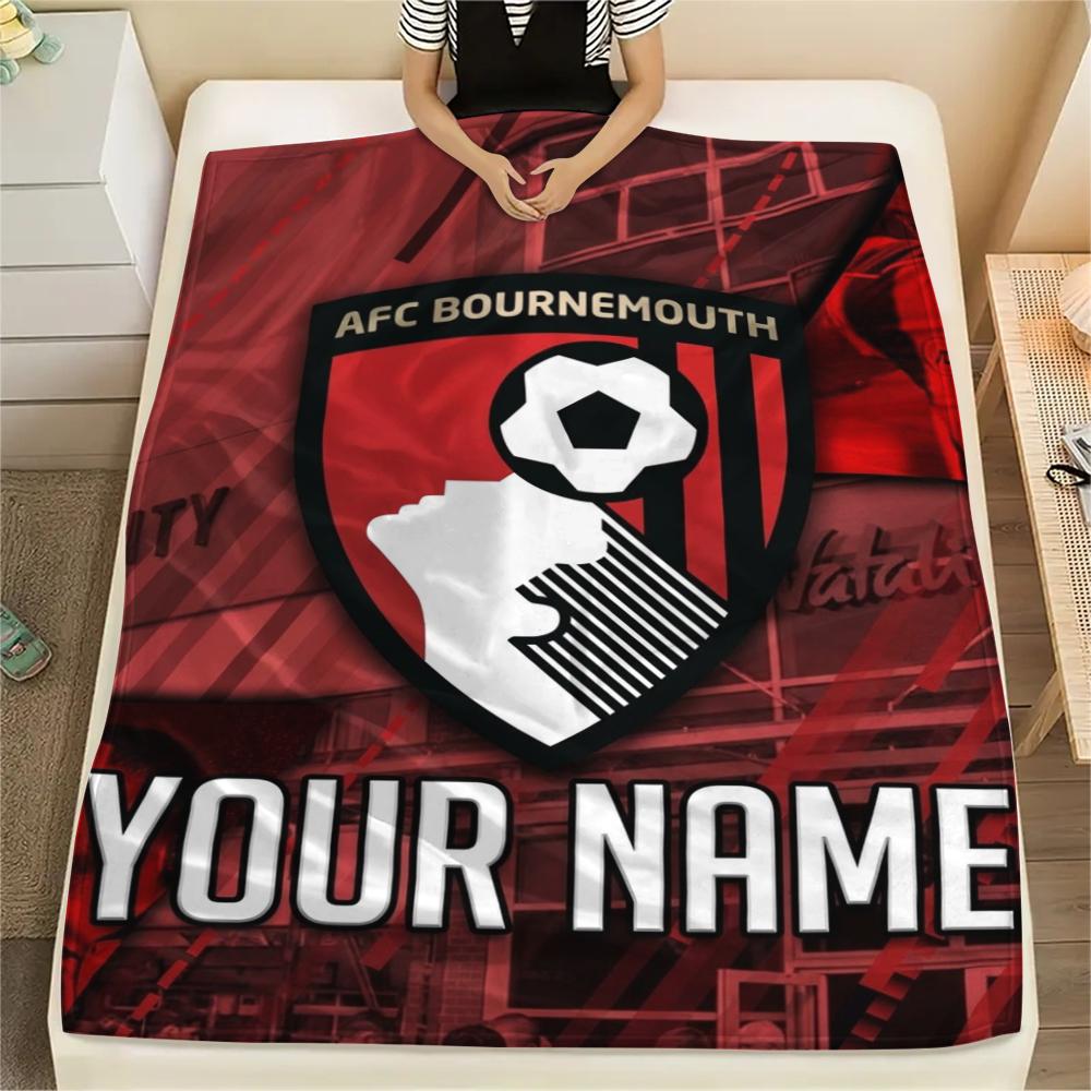 1PC Custom Name Afc Bournemouth Patterned Flannel Blanket Suitable For All Seasons for Home Decor Warmth and Comfort Gifts Holiday Present