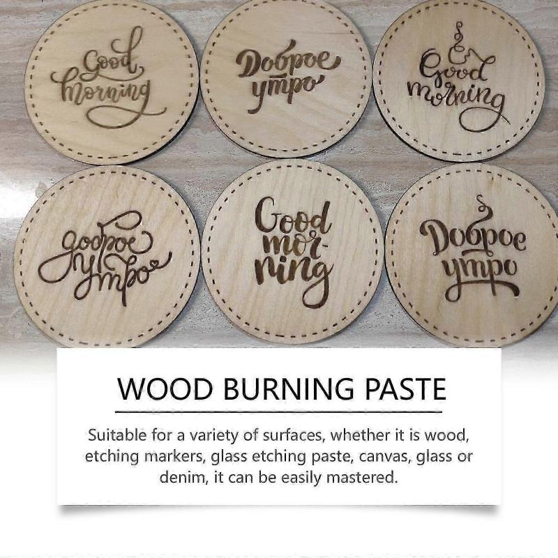 Wood Burning Paste for DIY Pyrography on Wood, Leather, Canvas & Paper  Easy to Use, Instant Pattern Display, Professional Finish, 100g