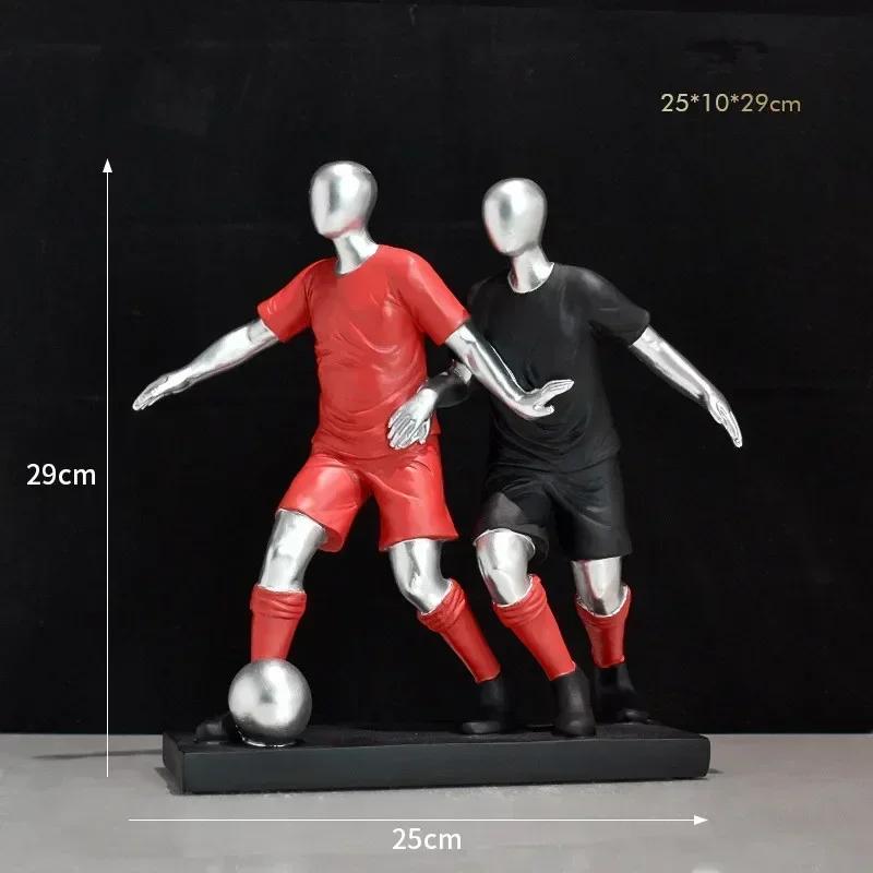 30cm Gold/Silver Football Player Action Figures Resin Statue Crafts Model Home Room Table Decoration Ornaments Collection Gift
