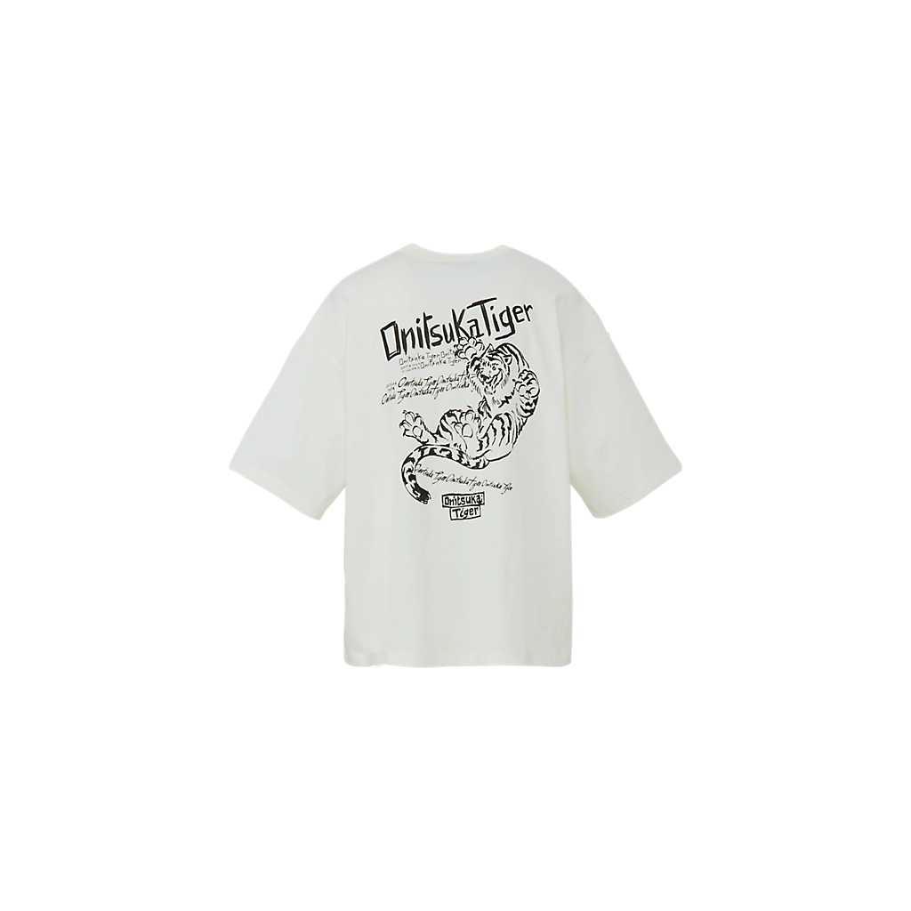 Onitsuka Tiger T Shirts Unisex White Crew Neck Moderate 2183B600-100