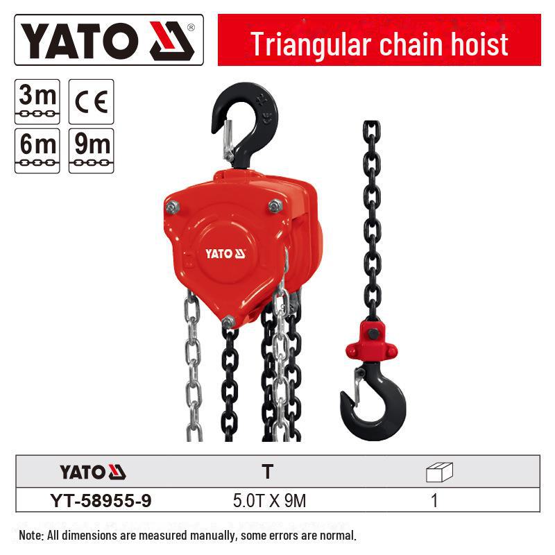 Yiertuo Manual Chain Lever Hoist, 1.5-9 Ton Capacity, 3-9 Meter Lift