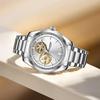 Gold Automatic Mechanical Watch for Men Luxury Skeleton Stainless Steel Waterproof Luminous Business Dress Wristwatch