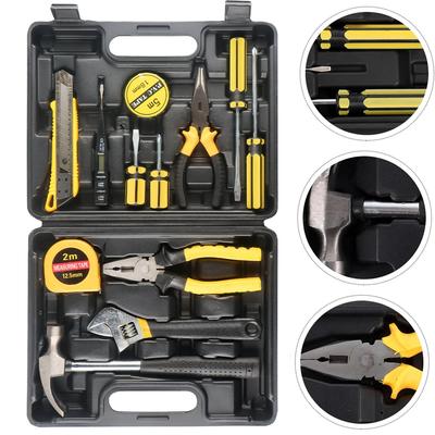 For 8/9/12/13Piece Tools Set General House Hold Hand Tool Kit with Plastic Toolbox Storage Case Used To Car Repair And Home Repa