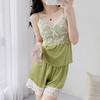Suspender shorts pajamas women's summer sexy ice silk breathable and cool women's loungewear suit thin can be worn outside
