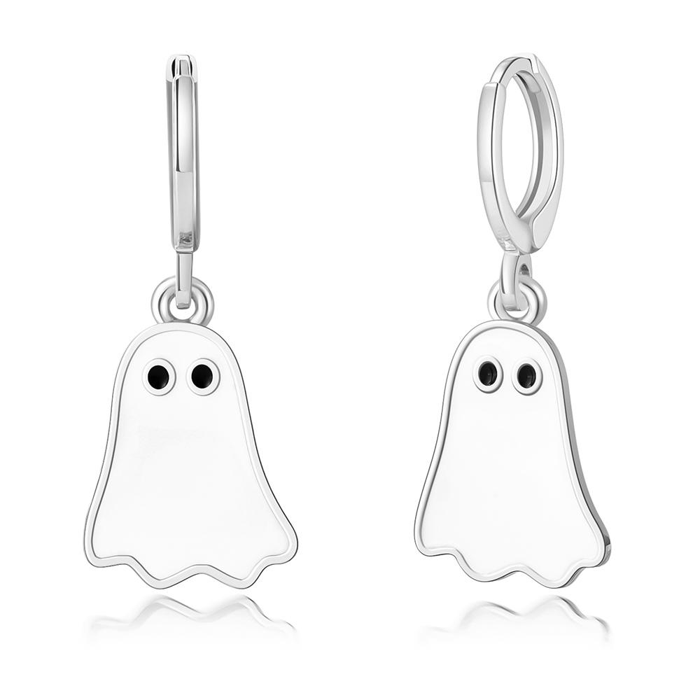 Lovely Ghost Hoop Earrings Halloween Jewelry for Women Girls Gift Drop Earrings Accessories