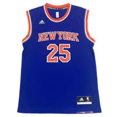X NBA Collaboration Knicks Team Rose Logo Fashion Loose Fit 25 Print Sleeveless Basketball Jersey Unisex Jersey Blue 7818A-3KB-AEB3257