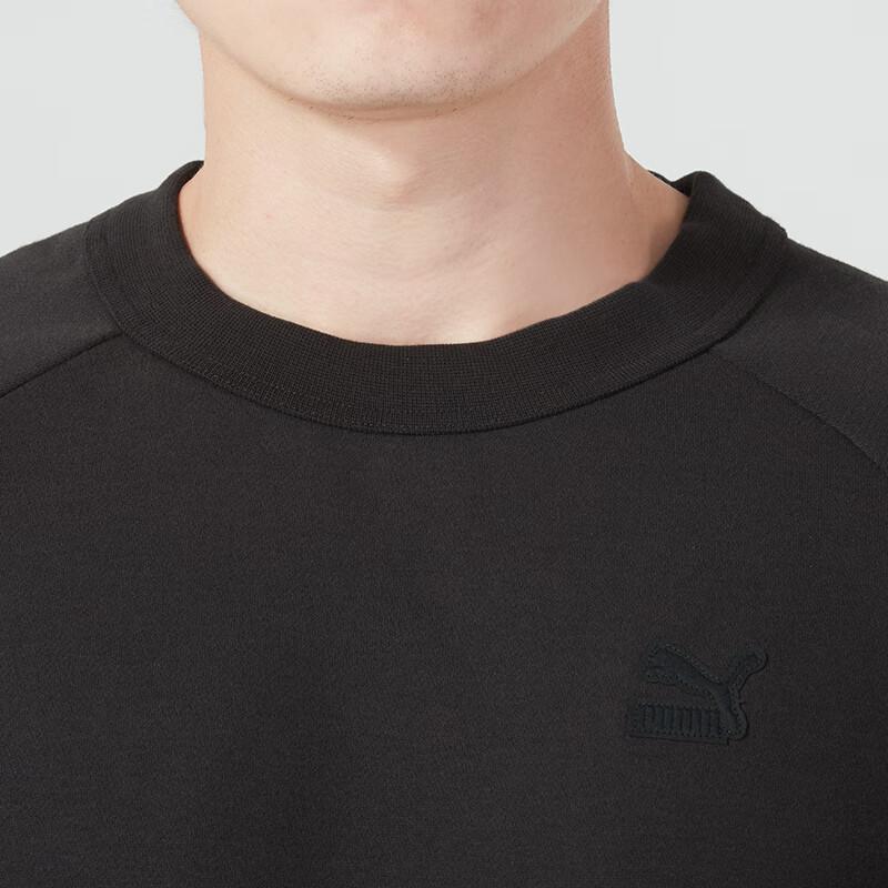 Puma Solid Color Fleece Thick Breathable Casual Crew Neck Sweatshirt Men Sweatshirt Black 627451-01