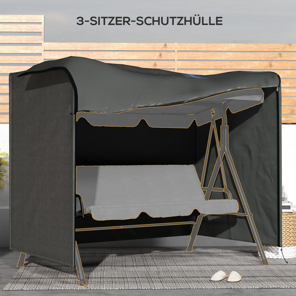 205 X 124cm Three-Seater Swing Chair Protective Cover Dark Grey