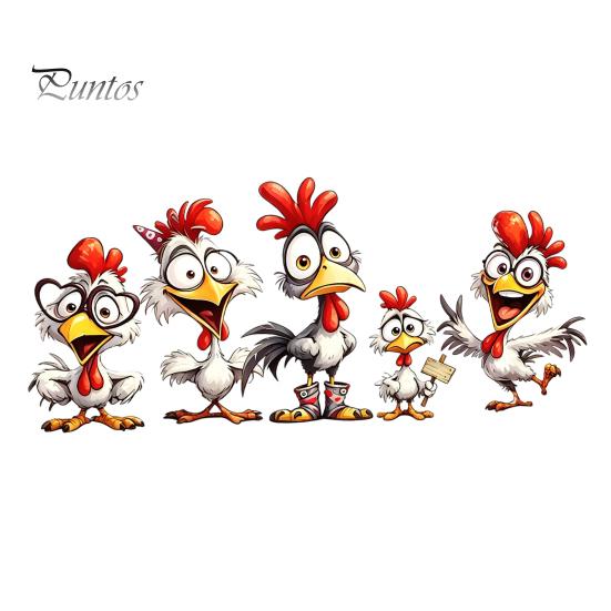 Cartoon Chicken Glass Stickers Rooster Static Sticker, Funny Roosters Window Clings, PVC Removable Outdoor Balcony Decor Decal, Waterproof Sunproof