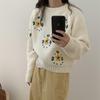 Autumn/Winter Yellow Floral 3D Embroidered Pullover Sweater - Women’s Lazy Style Knitwear